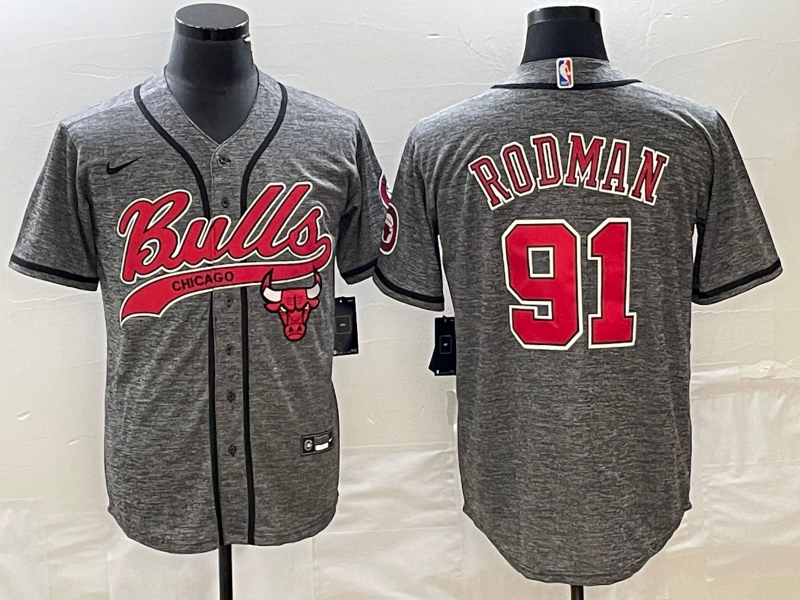 Men Chicago Bulls #91 Rodman Grey Nike 2023 NBA Jerseys->chicago bulls->NBA Jersey